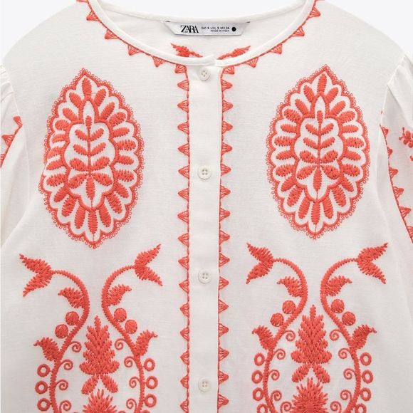 ZARA SHIRT WITH CONTRASTING EMBROIDERY - Picture 10 of 10